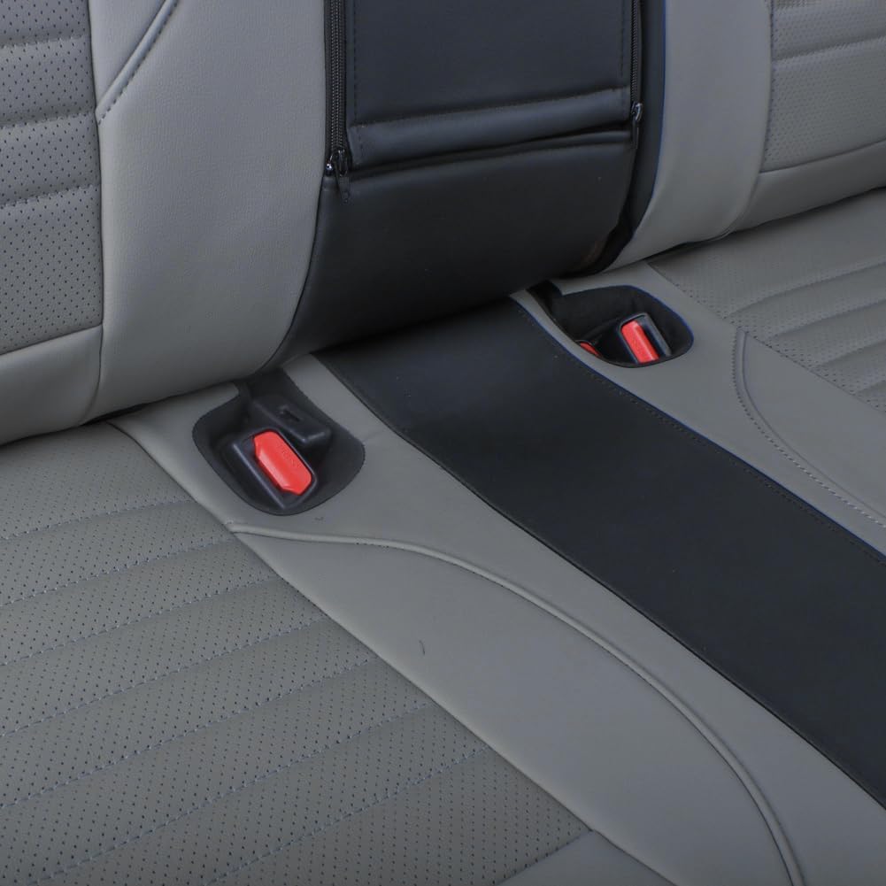 EKR Sportage Seat Covers Custom Fit for KIA Sportage S,EX,LX,SX,SX Turbo 2017 2018 2019 2020 2021 2022 Leather Car Seat Cover Full Set - Faux Leather (Black/Gray)