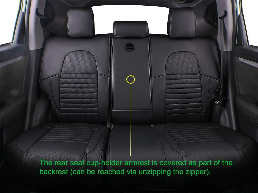 EKR Accord Car Seat Covers for Honda Accord 2023 2024 2025 EX,SE &2023-2025 (Hybrid) Sport,EX-L,Sport-L,Touring,(Rear Row W/40/60 Split Backrest),Leather Seat Covers for Trucks Full Set (Black)
