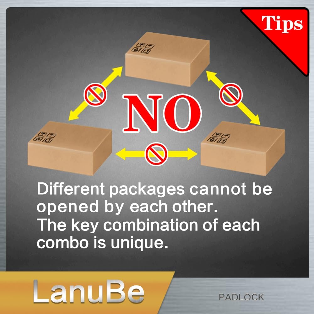 LanuBe Lock Laminated keyed Padlock (1-9/16", 40mm), keyed Alike Locks, Long Shackle,Marked Black Plastic Hoop, Pack of 48