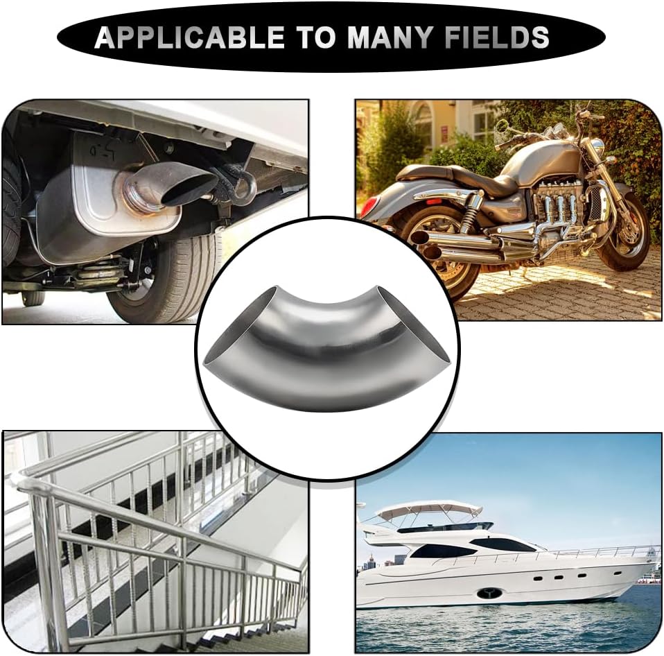 Cotonake OD 2 Inch 90 Degree SS304 Stainless Steel Bend Tube Exhaust Elbow Pipe for Car Modified Exhaust System 2" Piping Silver Tone,Stair Handrail (1pcs)