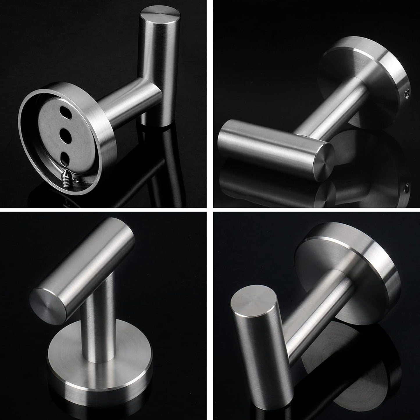 NearMoon Bath Towel Hooks- SUS 304 Stainless Steel Robe Hook Holder, Heavy Duty Coat Hook for Bathroom Livingroom Hotel Kitchen Garage, Wall Mounted- 4 Pack (Brushed Nickel)