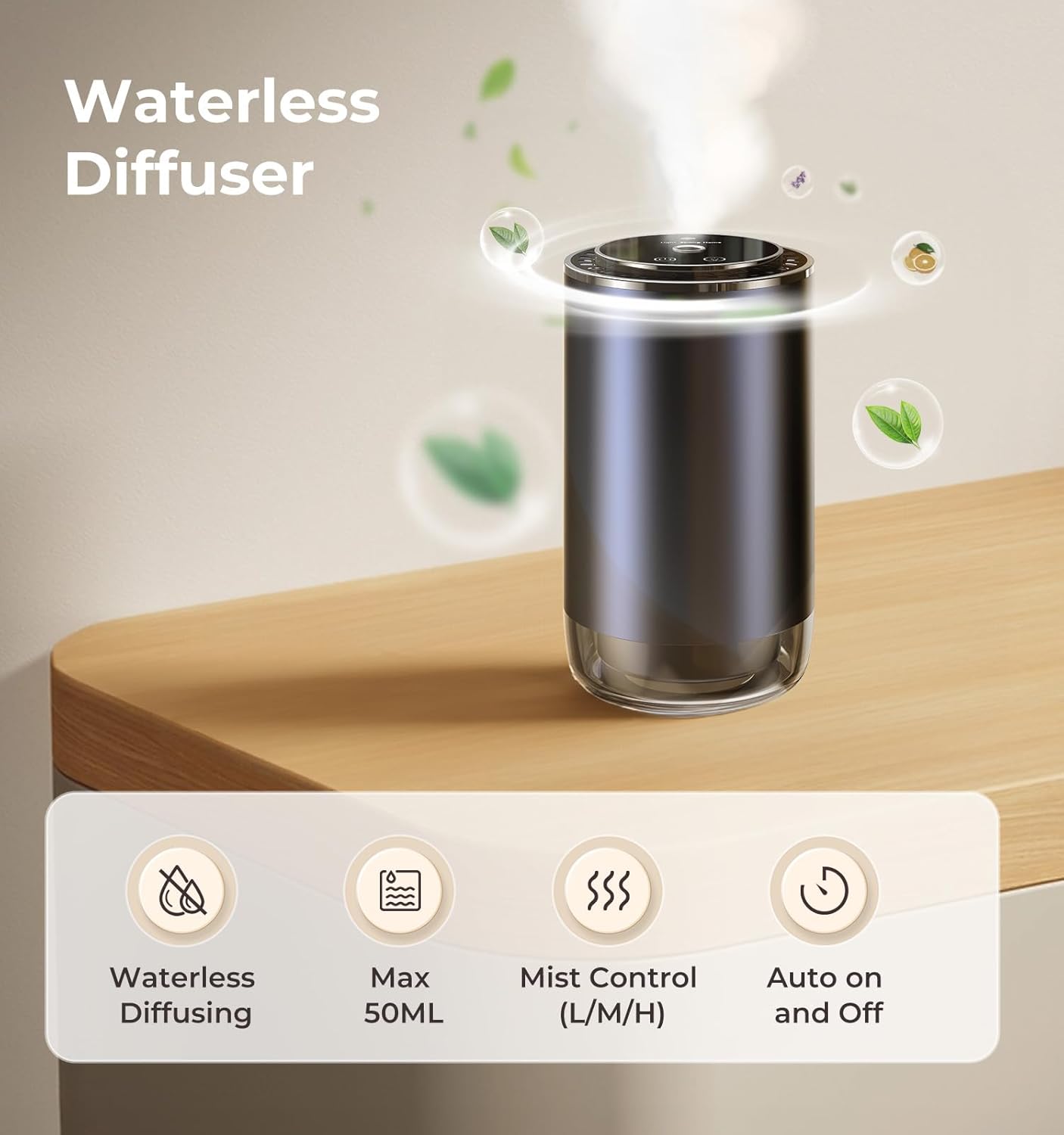 Drift Car and Home Diffuser Smart Air Freshener, Auto On/Off, Cordless & Portable, Works Silently, Refill Oil Aroma with 120Days Long-Lasting Scent, Travle Gifts for Men, Easter's Day-Forest