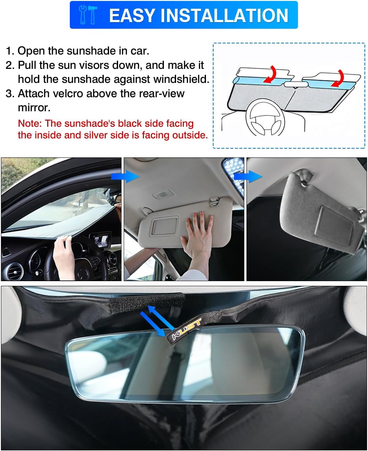KUST Windshield Sun Shade for 2022-2025 2026 Lexus NX NX250 NX350 NX350h NX450h+ Sunshade Window Sun Visor Protector Foldable Blocks UV Rays Keep Your Car Cooler