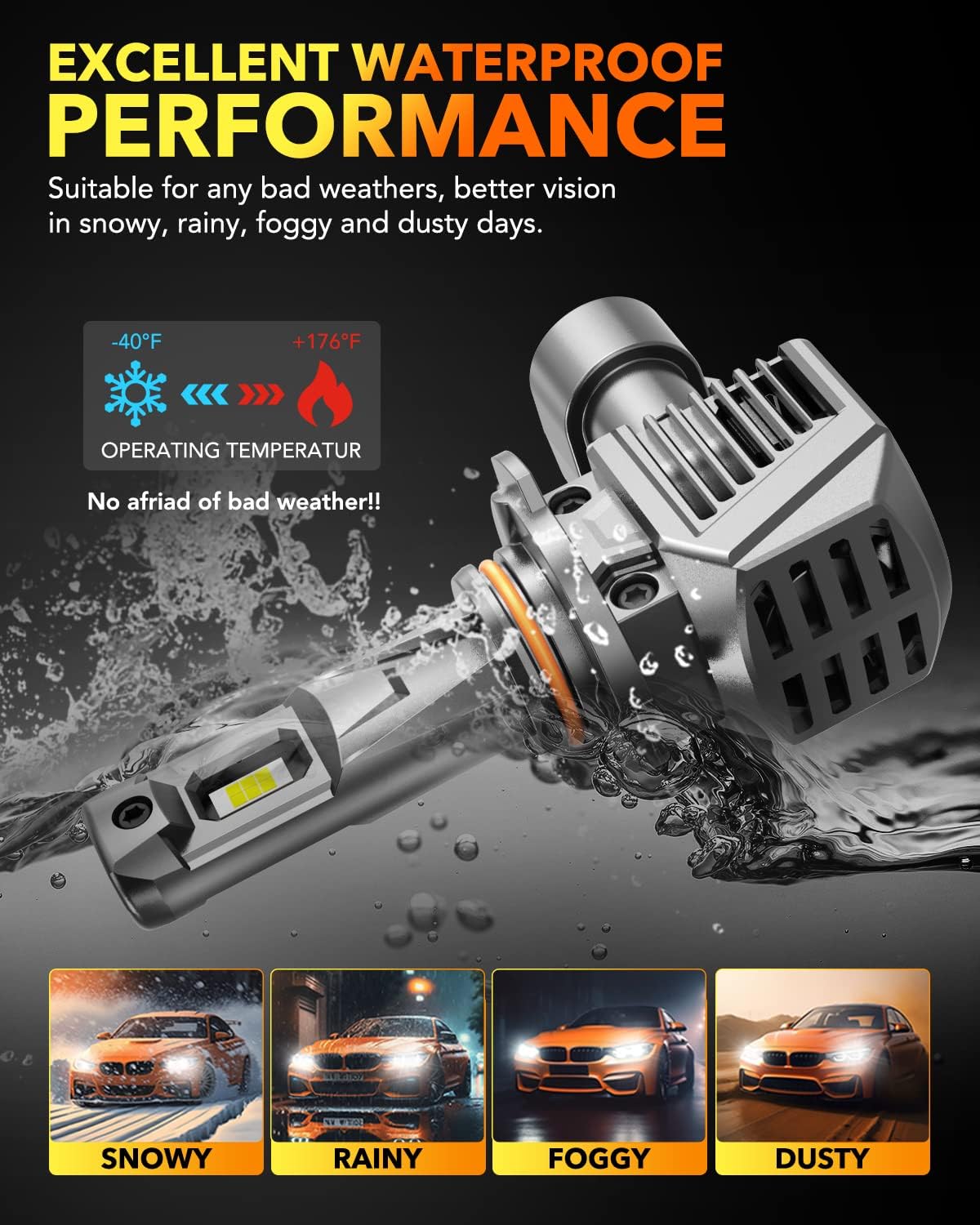 OXILAM 9005/HB3 Bulbs - 900% Brighter 50,000LM Daylight Vision, 3 Min Quick Install, 70000H Lifespan, No Flicker, 99% Compatibility