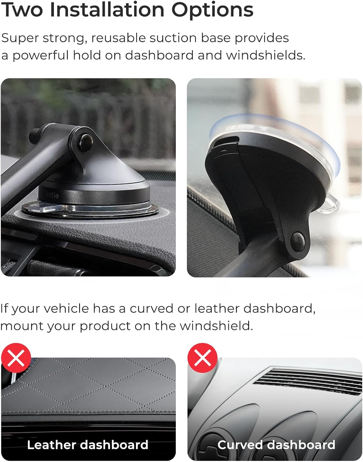 iOttie Velox Qi2 Mini 15W Wireless Charger Car Mount - Dash & Windshield Car Phone Holder - MagSafe Compatible iPhone Mount for Qi2 Smartphones (iPhone 12, 13, 14, 15, and 16) - Car Charger Included
