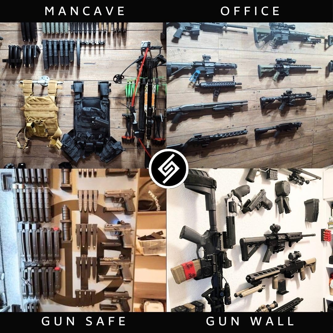 Spartan Mounts Locking .223/5.56 Rifle Mount Wall Display | Low Profile Floating Design Vertical and Horizontal Mounting Solution | Gun Room Safe Storage Organzation | Made in USA