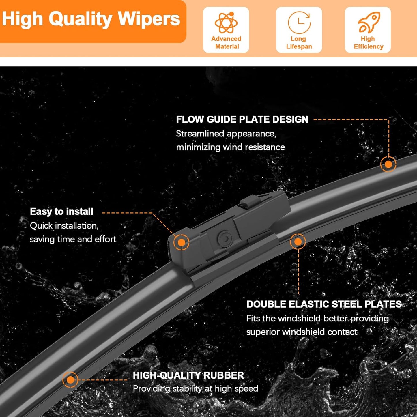 HULADAED® 24'' 20'' 12'' Windshield Wipers Replacement for BMW X5 2018-2014,Silicone Front Rear Wiper blades for MY Car-All Weather & Quiet(3 PACK)