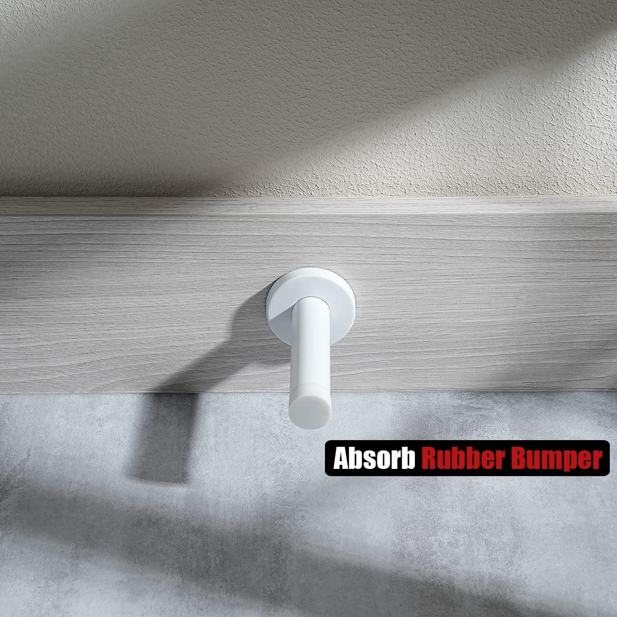 JQK Door Stopper White, 304 Stainless Steel Thicken 1mm Sound Dampening Door Stop Bumper Wall Protetor 2 Pack, DSB5-WH-P2