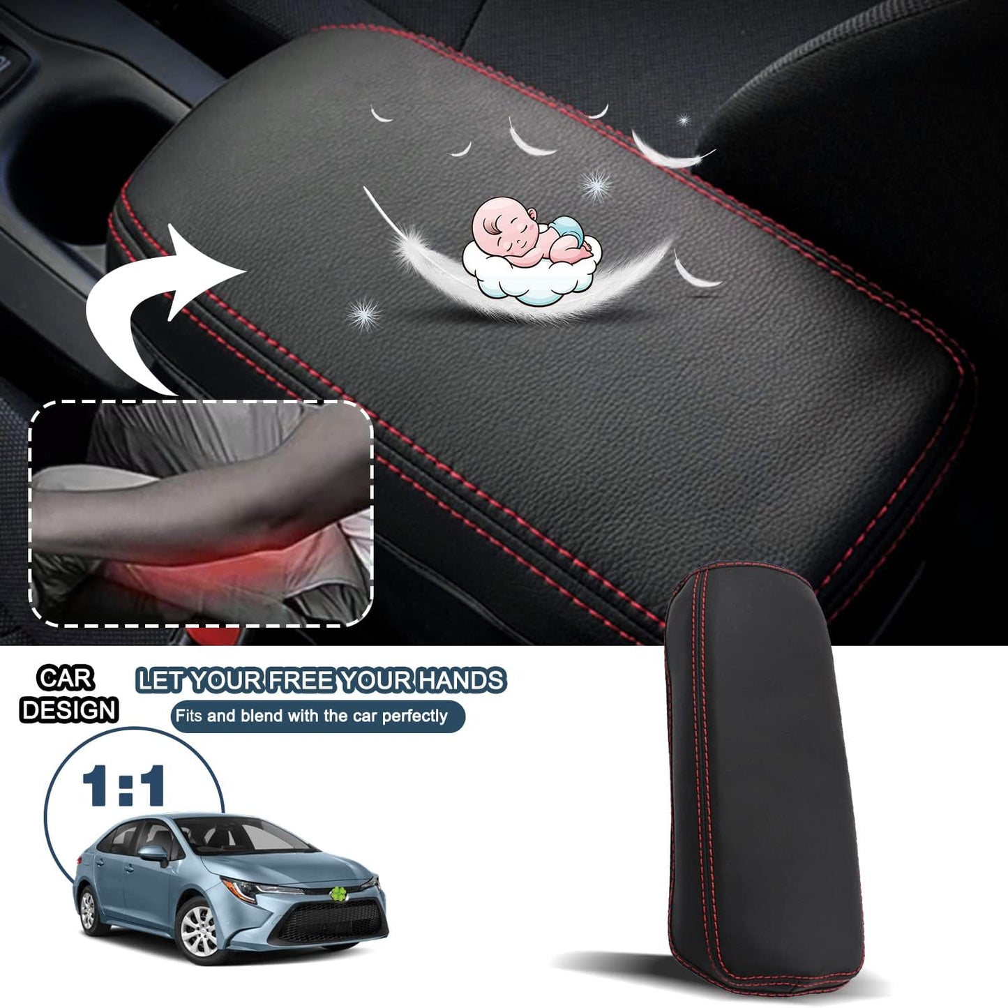 Ruiya 2025 Corolla Armrest Cover for Toyota Corolla E210 Accessories Armrest Lid Cover Compatible with 2022 2023 2024 2025 Toyota Corolla Sedan/SUV/Hybrid/Petrol Interior Accessories