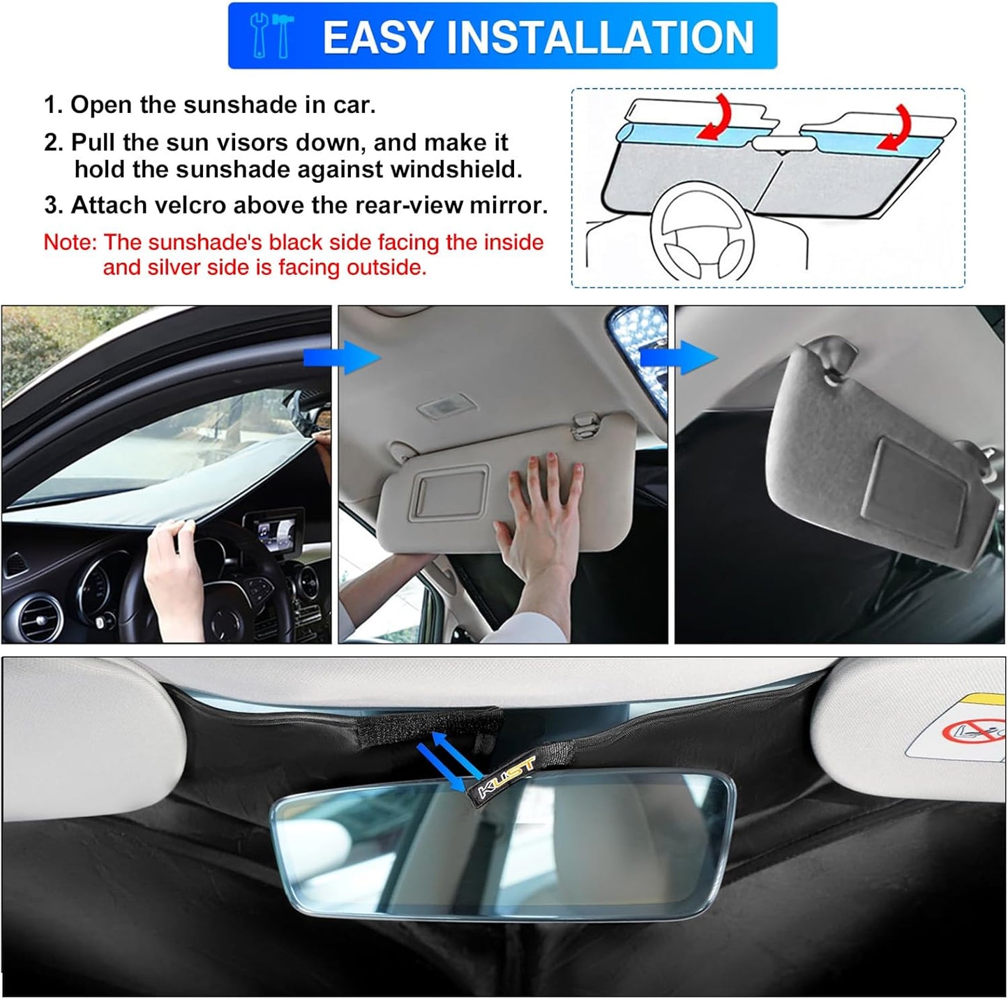KUST Windshield Sun Shade for 2018-2024 2025 Lincoln Navigator Accessories Custom Fit Sunshade Sun Visor Protector Foldable Blocks UV Rays Keep Your Car Cooler