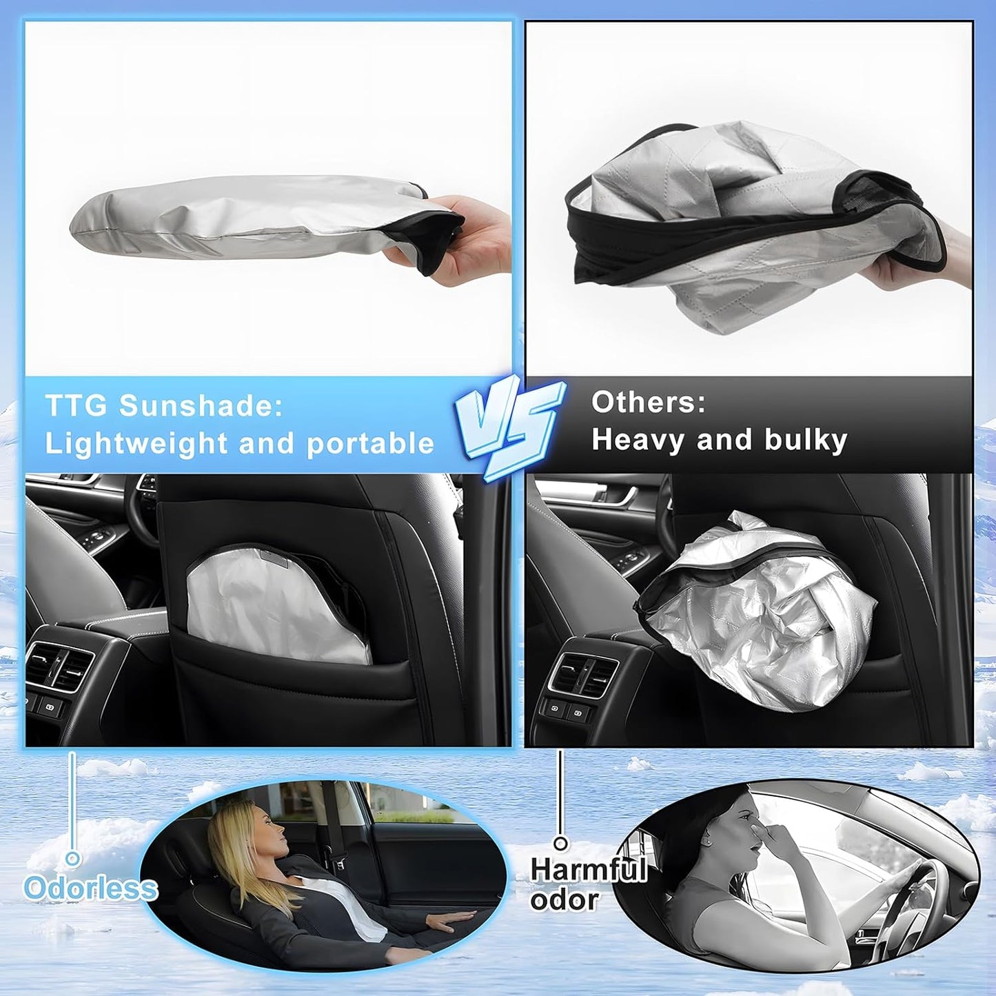 T TGBROS Windshield Sun Shade for Ford F150 2015-2020 Accessories Foldable Sun Shield Front Window Sunshade Cover Sun Visor Cover Block Heat and Sun Protection