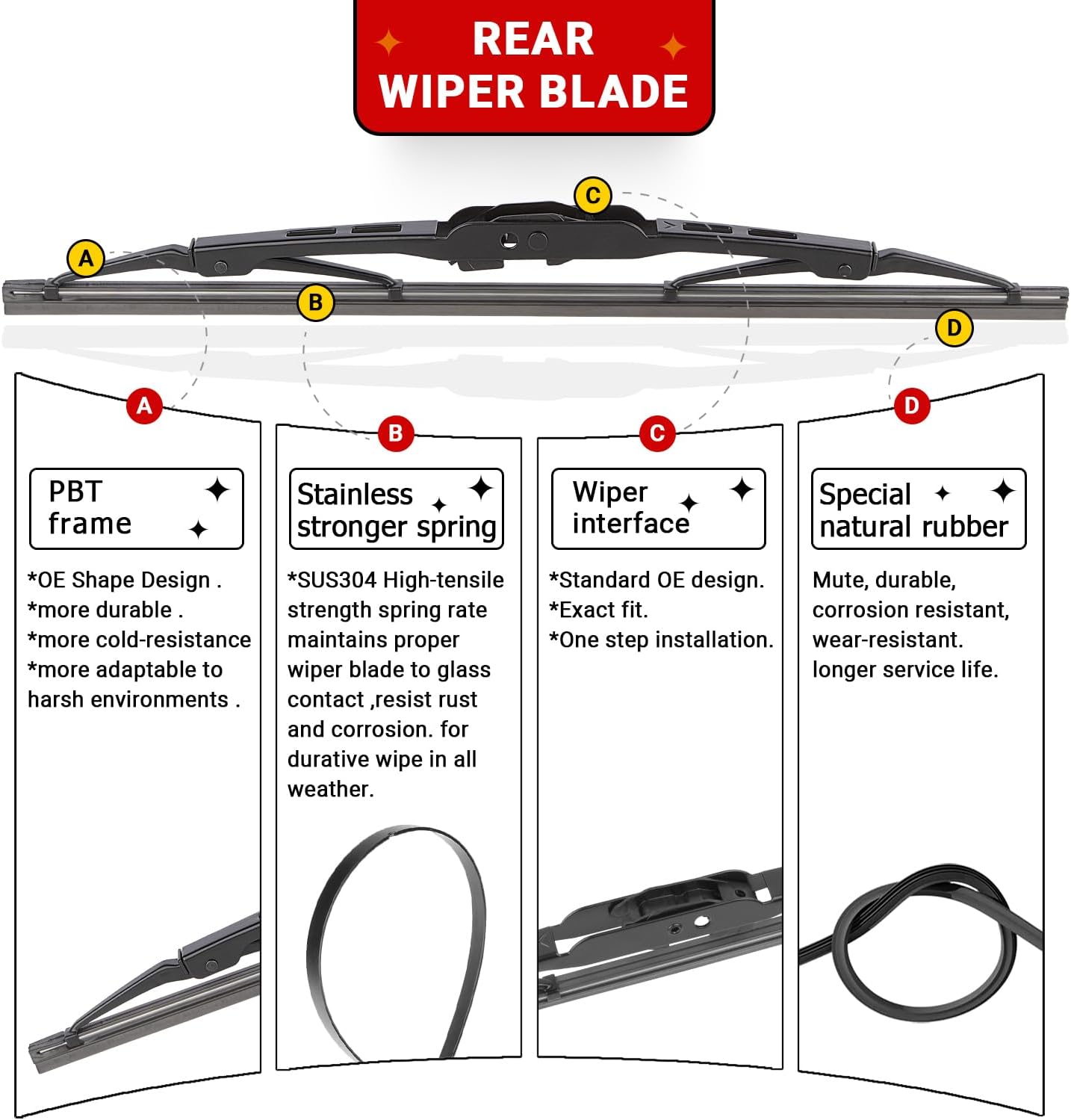 Windshield Wiper Blades Replacement for Cadillac XT5 2017 2018 2019 2020 2021 2022 2023 Original Factory Quality Front Rear Wipers Blade Set for My Car - 24" 20" 11" (Pack of 3)