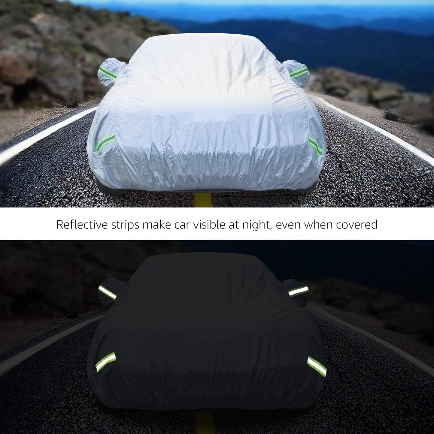 Amazon Basics Silver Weatherproof Car Cover - 150D Oxford, Sedans up to 170"