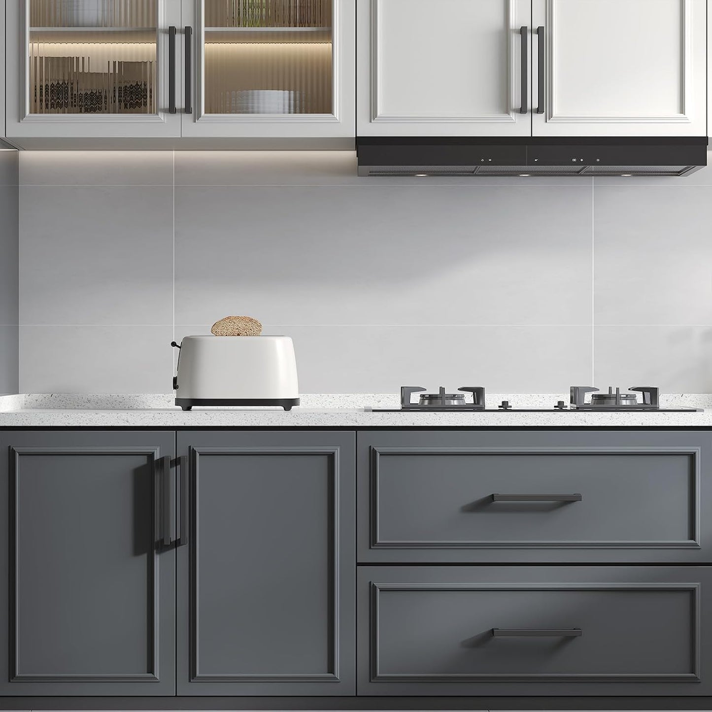 goldenwarm 200 Pack 7-1/2in Black Square Bar Cabinet Pull Drawer Handle Stainless Steel Modern Hardware for Kitchen and Bathroom Cabinets Cupboard,Center to Center 192mm Matte Black Drawer Pulls