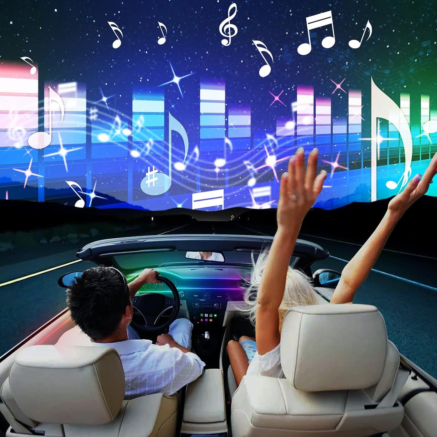 Dreamcolor Acrylic Interior Car LED Strip Light 29.5-inch, which fit for dreamcolor main controller connects and sub-controller kit (not including), Not applicable dreamcolor 5 in 1(single controller)