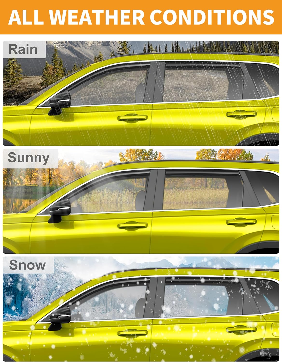 in-Channel Window Rain Guards Fit for Truck Chevrolet(Chevy) Silverado/GMC Sierra 2014-2018 Crew Cab Extra Durable Window Deflectors Vent Visors Shades Car Accessories Visors Rain Guards