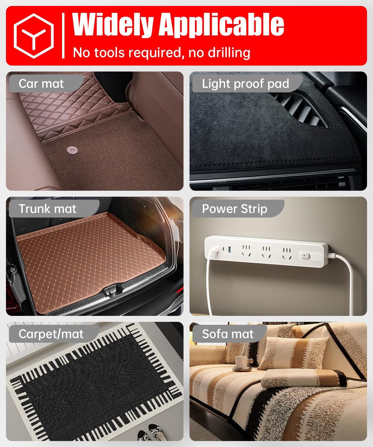 Hook and Loop Strips with Super Adhesive Heavy Duty, Made of 3M, Heat Resistant Waterproof, Outdoor or Indoor Use, 16 Sets Black 0.98x3.94 Inch