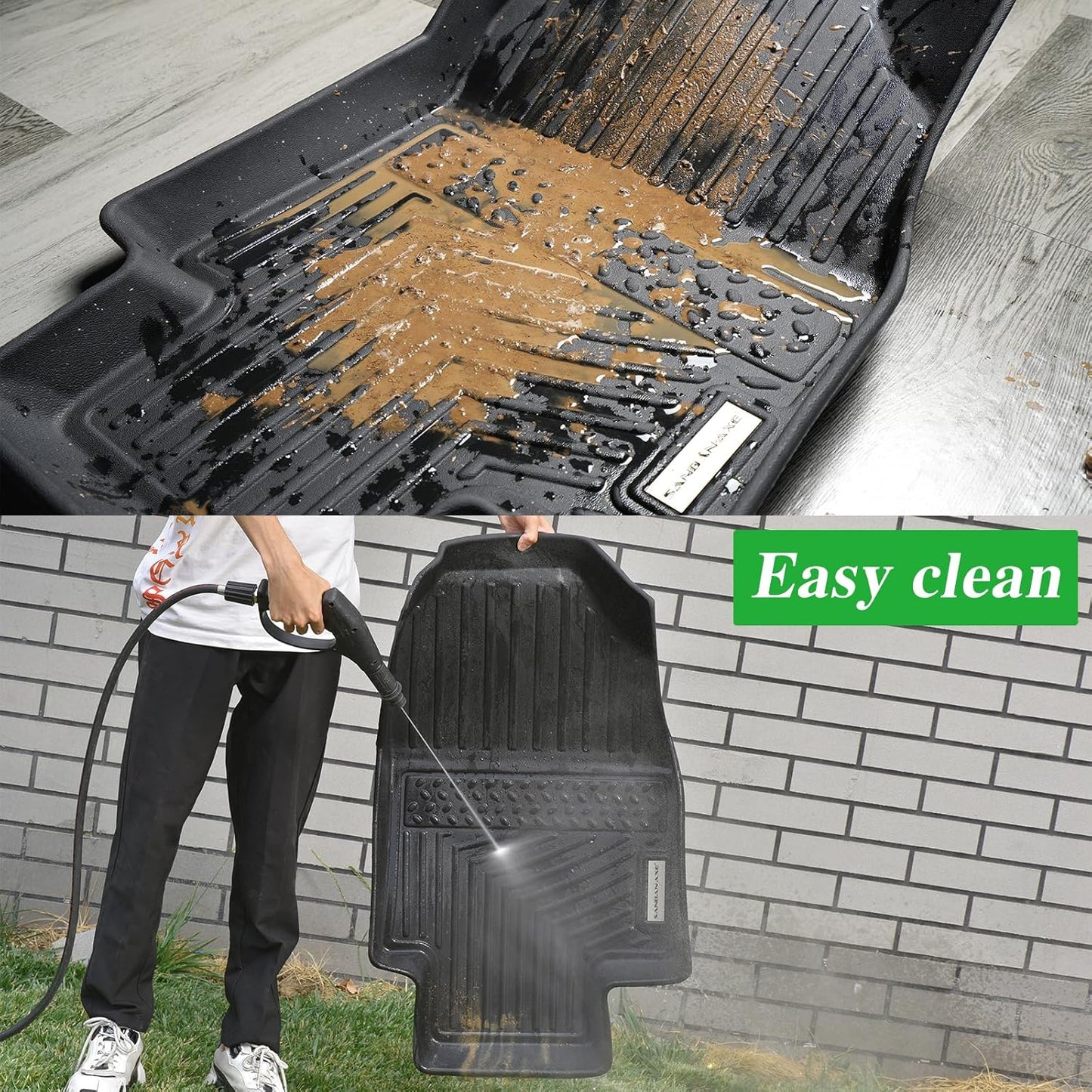 SANBAN Floor Mats & Trunk Mat & Backrest Mat for 2025 Nissan Kicks TPE All Weather Protection 2 Rows Car Floor Liners & Cargo Liners with Velcro Rear Seats Backrest (Only Suitable Upper Layer)