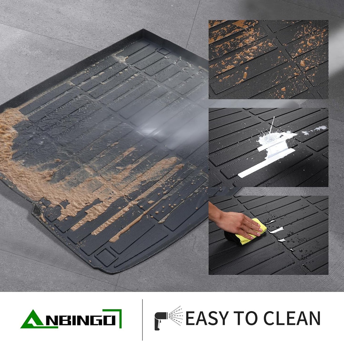 ANBINGO®-Floor Mats & Cargo Liner Custom for Dodge Challenger RWD 2015-2023 All Weather Protection TPE Heavy Duty Non-Slip Automotive Challenger RWD Mats Fits Full Set Accessories, Black