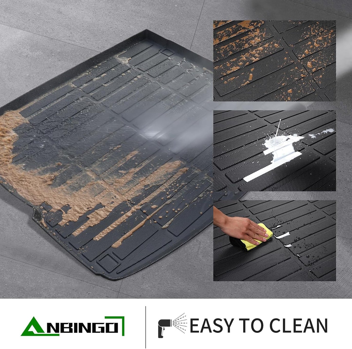 ANBINGO-Floor Mats & Cargo Liner Set Fit for 2016-2024 2025 Chevy Malibu All Weather Protection TPE Anti-Slip Automotive Full Set Floor Liners Custom Chevy Malibu Floor mats Accessories - Black