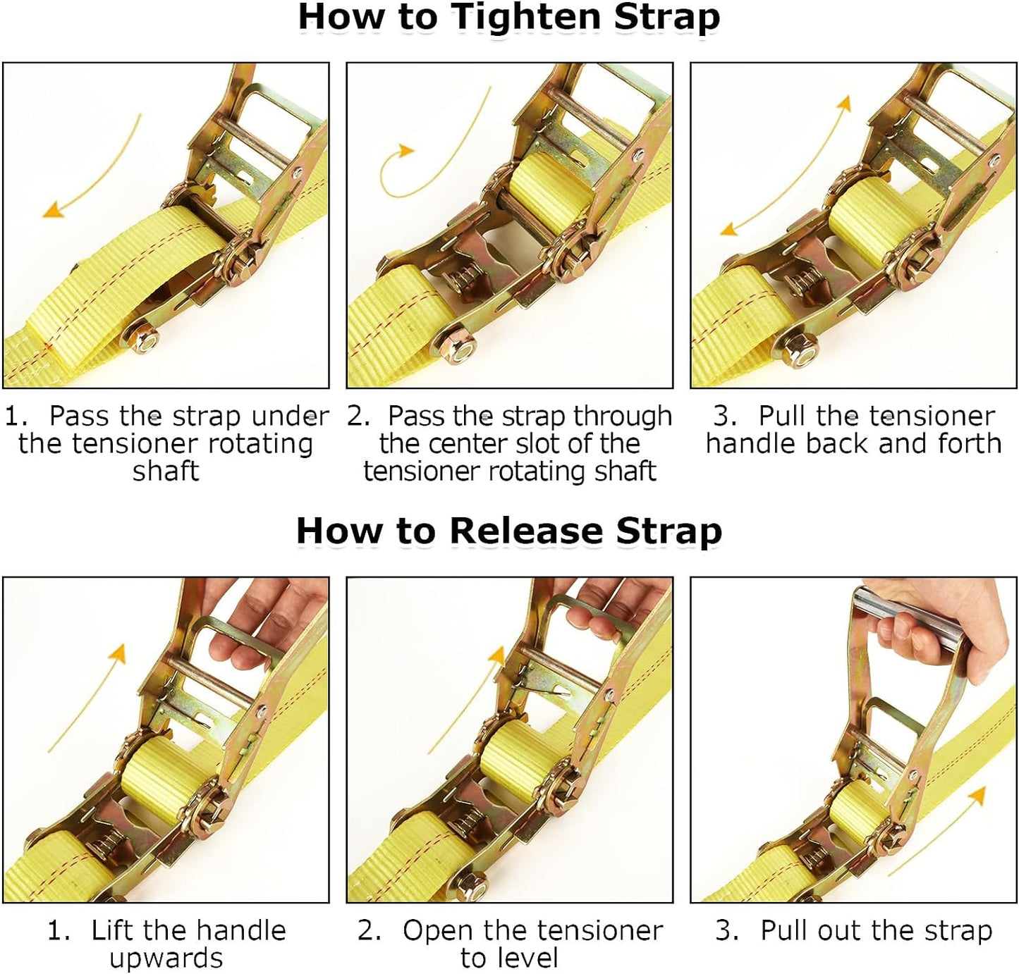 4 Pack 2 Inch Ratchet Straps Heavy Duty 16ft Tie Down Straps Ratchet with Double J Hook, 10000 LBS Break Strength, Cargo Ratchet Straps for Moving, Truck, Trailers, Motorcycles, Kayaks, Car Roof