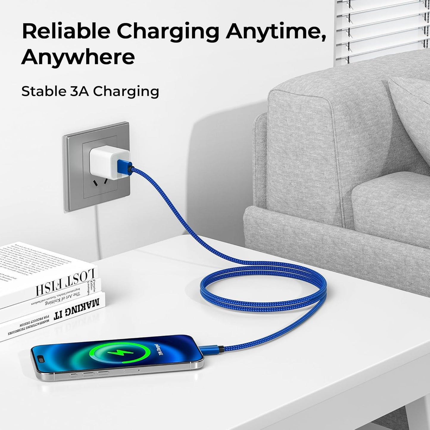 Basesailor USB Type C Charger Cable 3Pack 3.3/6.6/10FT,Charging Cord for iPhone 16 15 Pro Max 2024,Samsung Galaxy A10E A03s A14 A13 A12,A20 A21 A22,A33 A34,A42,A54 A53 A52 A51,S24 S23 S22 S21 Plus