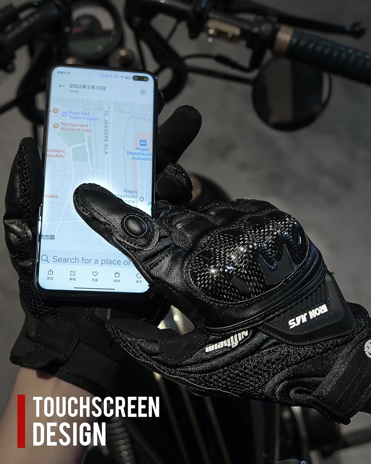 Motorcycle Gloves Touch Screen for Men Women Padding Hard Knuckle Cycling Motorbike ATV Hiking Riding Climbing Glove