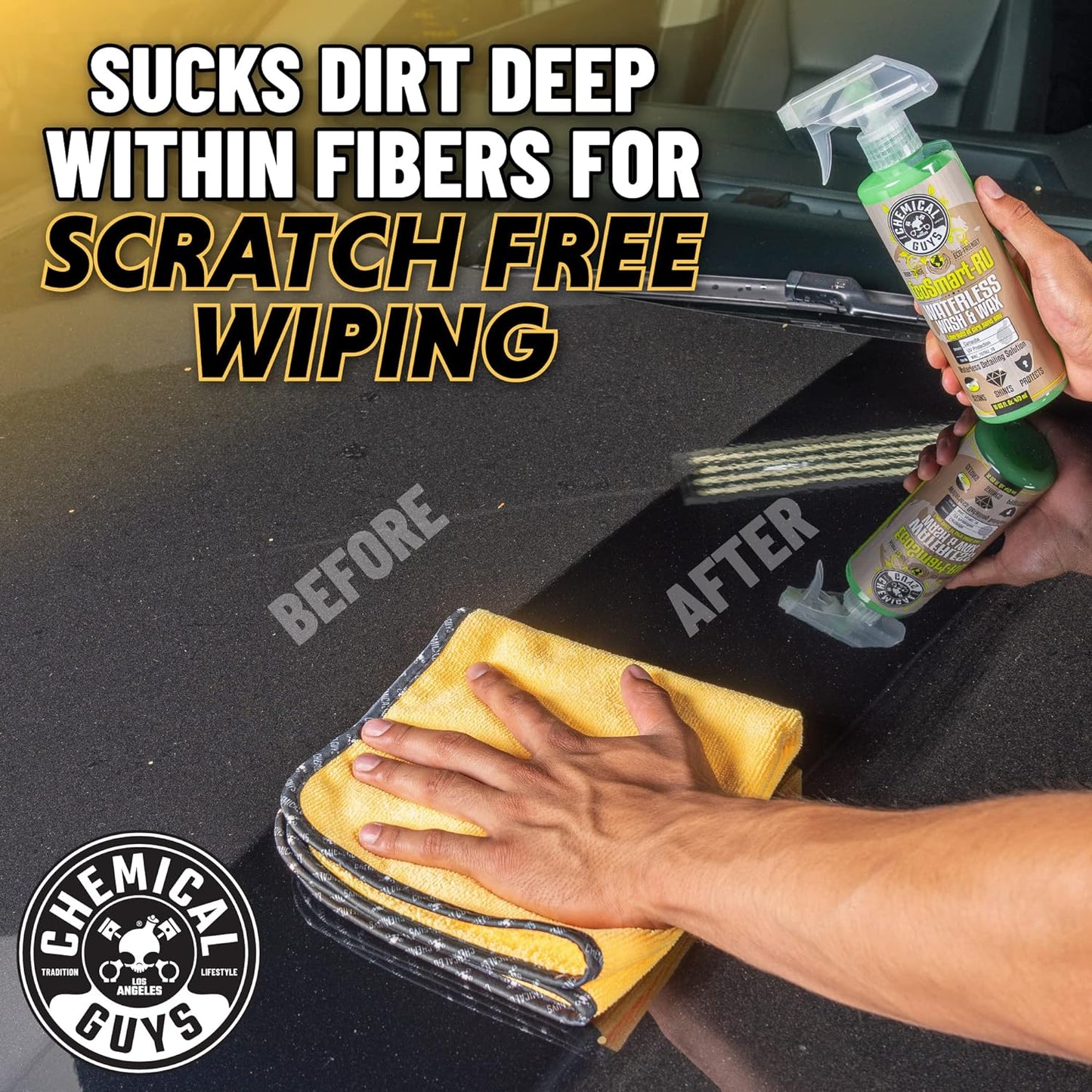 Chemical Guys MIC_507_03 Automotive Microfiber Drying Chamois, Gold, 3 Pack, 24" x 16"