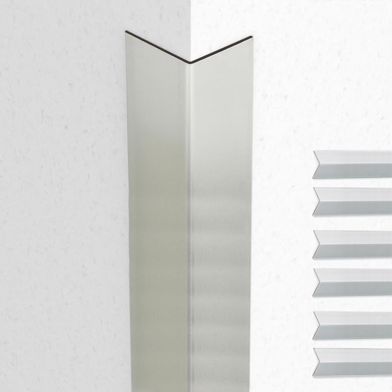 Proflex Wall Corner Protector - Pack of 6 Self Adhesive Corner Guards for Walls Edge Protection - 2 inch x 48 inch, Brushed Aluminum – Easy to Apply – No Tools Needed