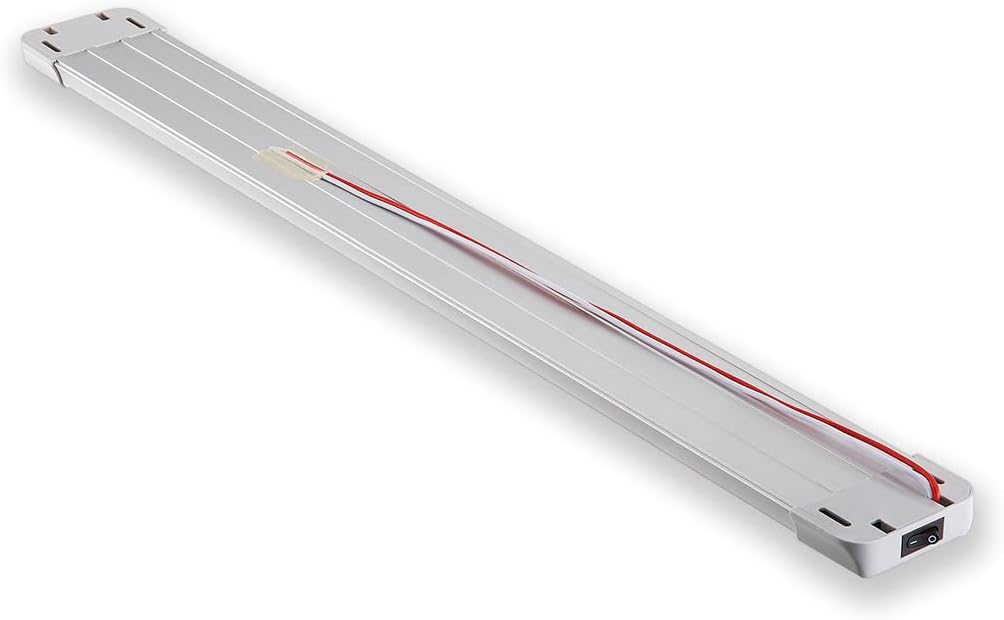 LED Interior Utility Light Fixture 22.4" x 2.6", High Lumen-Output Low Current Draw Energy Efficient, Frosted Lens 6000K Cool-White Even Diffused Beam, On/Off Rocker Switch 12V-24V DC, 1-Pack
