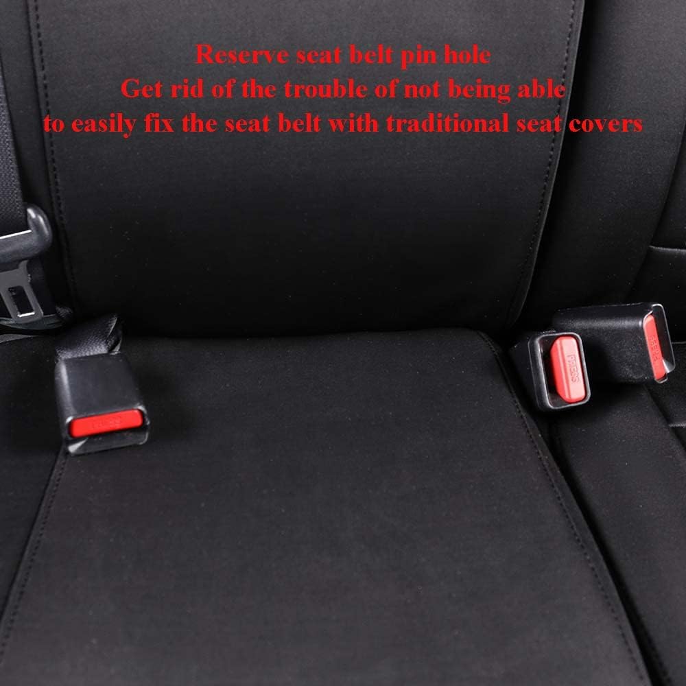 EKR Custom Fit Tacoma Neoprene Car Seat Covers for Select Toyota Tacoma 2016 2017 2018 2019 2020 2021 2022 2023 Double Cab/Crew Cab - Full Set, Neoprene (Black)