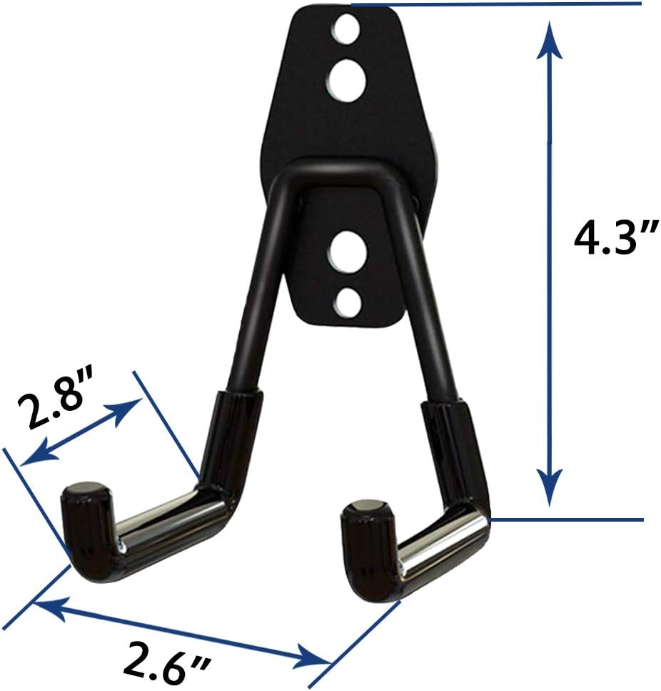 2 Pack Garage Storage Utility Hooks，Garage Garden Tool Organizer，Steel Wall Mount Hooks, Garden Small U Hooks (Black)