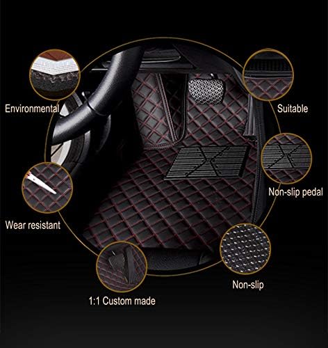 Custom Car Floor Mat Compatible with BMW Mercedes-Benz Toyota Cadillac Lexus Honda Infiniti Nissan Hyundai Kia Audi All Models Cars Sedans SUVs Automotive Mats (Wine red Stripe)