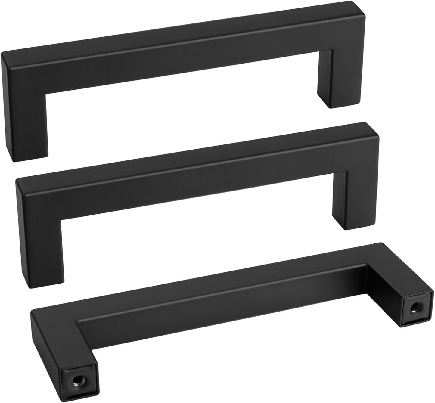goldenwarm 150 Pack 4 INCH Black Square Bar Cabinet Pull - Drawer Pulls Stainless Steel Modern Hardware for Kitchen and Bathroom Cabinets Cupboard - Center to Center 4in(102mm) Cabinet Handles