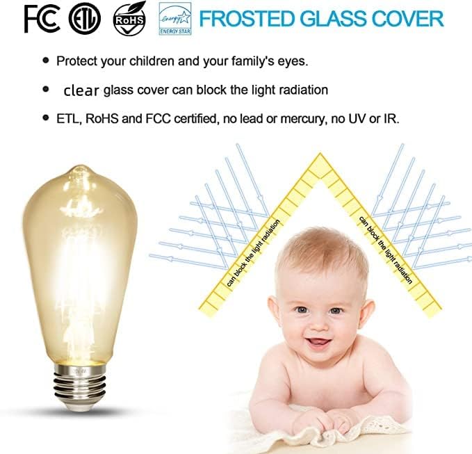 LED Edison Bulb 4W,Antique 40W Vintage Edison Bulb,E26 Light Bulb Non Dimmable Led Bulb 450 Lumens 5500K Cold White,Pack of 12