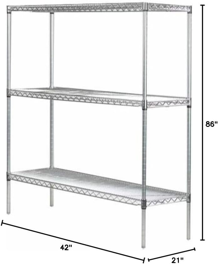 Omega 21" Deep x 42" Wide x 86" High 3 Tier Chrome Starter Shelving Unit