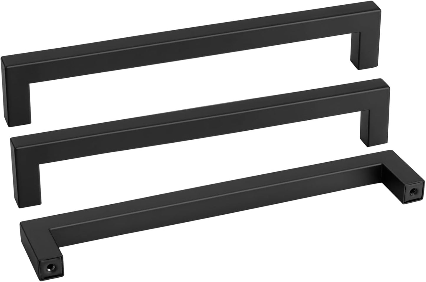 goldenwarm 100 Pack 10 Inch Black Cabinet Handles Matte Black Drawer Pulls Stainless Steel Cabinet Hardware Square Bar Modern Cabinet Handle for Kitchen Bathroom Cupboard