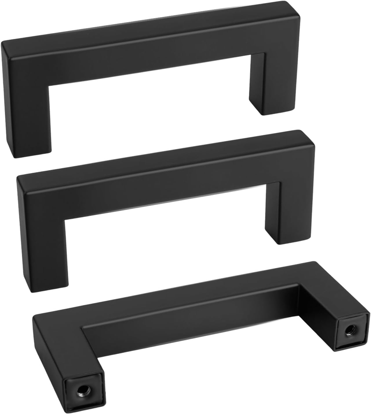 goldenwarm 3 Inch 60 Pack Matte Black Flat Square Bar Kitchen Hardware Closet Handles Pulls - Black Drawer Pull Cabinet Handle for Kitchen Bathroom Drawer Door Cabinets, LSJ12BK76