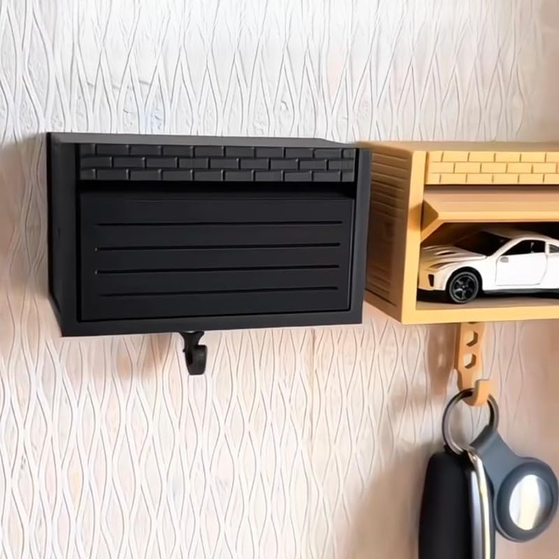Wall-Mounted Car Display Key Holder, Decorative Garage Model Design, Multiple Colors（No Car） (Stripe-Black（No Car）)