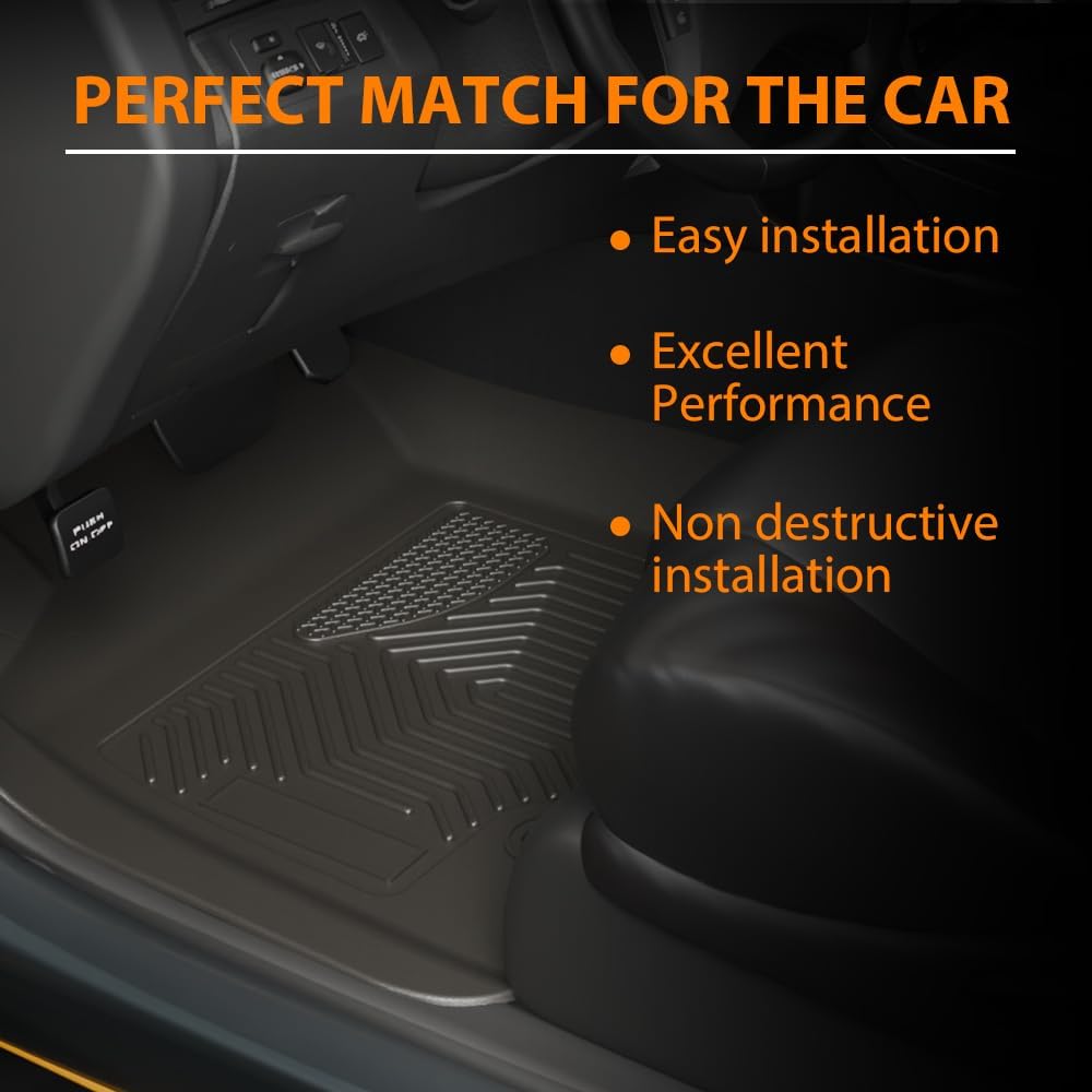 G-PLUS Floor Mats Fit for Chevy Colorado/GMC Canyon Crew Cab 2023 2024 2025,TPE All Weather Custom Fit Anti-Slip Floor Liners,1st & 2nd Row Car mats Accessories
