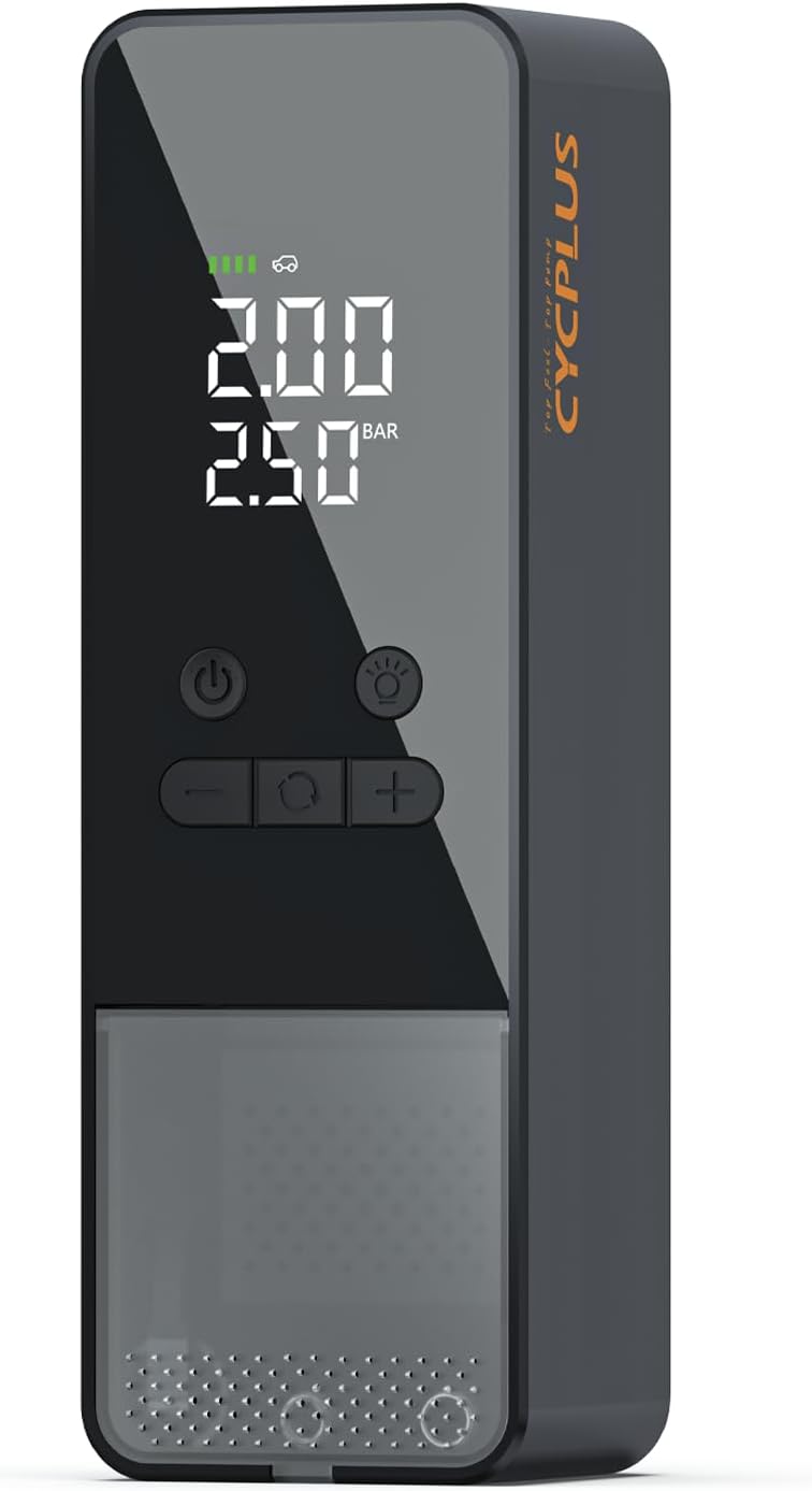 CYCPLUS Tire Inflator Portable Air Compressor - 150PSI Cordless Air Pump with Digital Tire Pressure Gauge, Auto Shut Off, DC/AC 2-in-1 for Car/Motorcycle/E-Bike/Ball