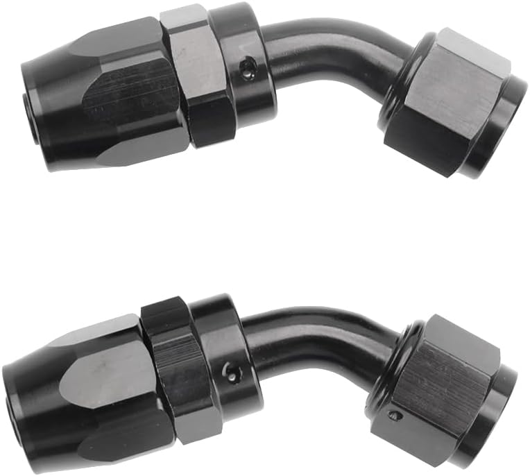LokoCar 6AN Hose End Fitting 45 Degree Swivel For CPE Braided Hose Black 2Pcs