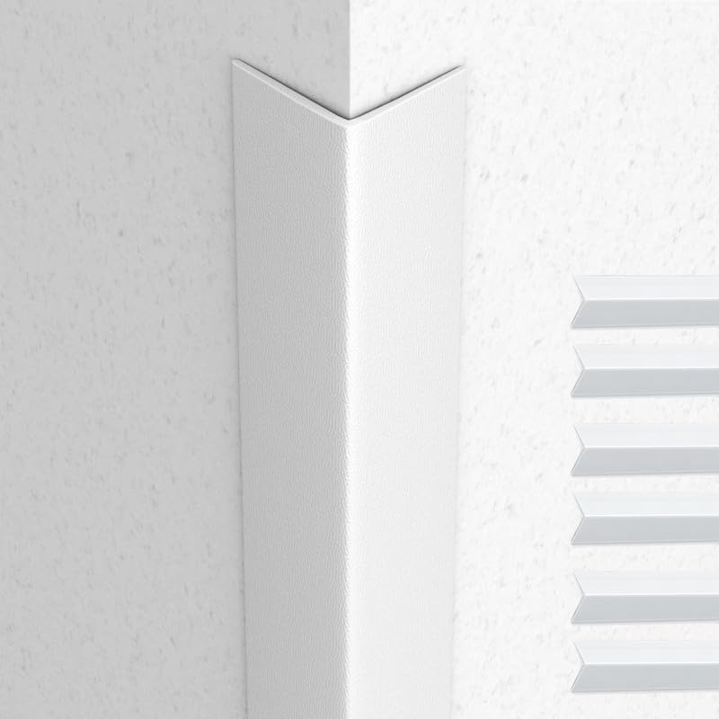 Proflex Wall Corner Protector - Pack of 6 Self Adhesive Corner Guards for Walls Edge Protection - 1-1/2 inch x 36 inch, White Textured – Easy to Apply – No Tools Needed