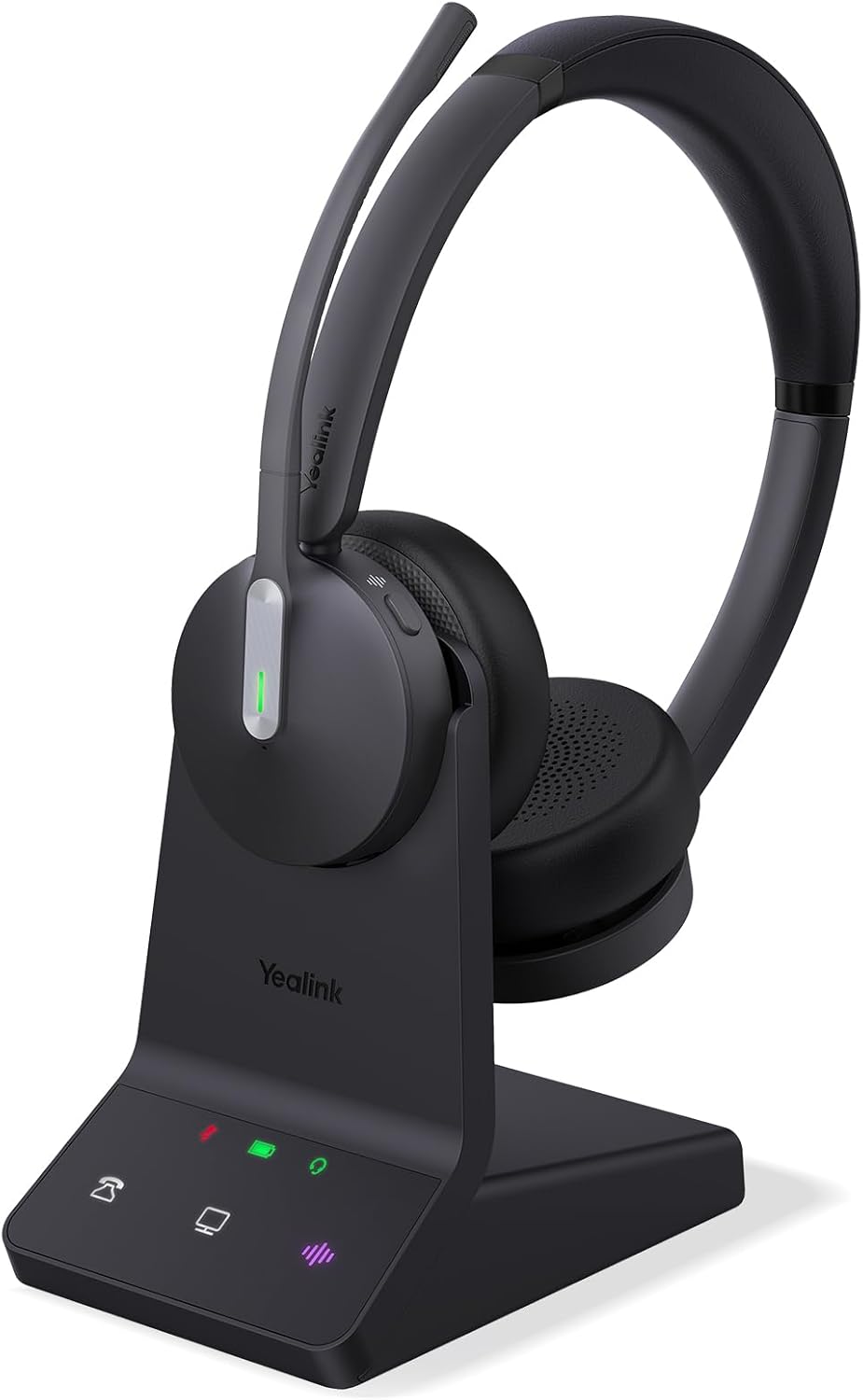 Yealink WH64 DECT & Bluetooth Dual UC Zoom Wireless Headset, 606 ft Range On Ear Work Headphones with 3X Noise Cancelling Mic, 32H Talk Time, Ringer, Office Headsets for Desk Phone, PC,Cellphone