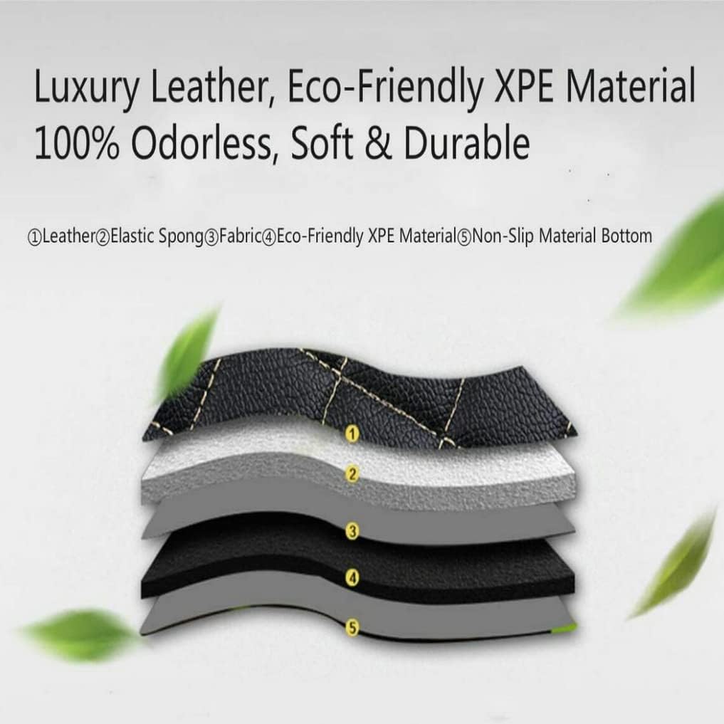 Custom All-Weather Protection Leather Car Floor Mats for Cars Sedan SUV Sports Car Waterproof Floor Mat (Black+red)