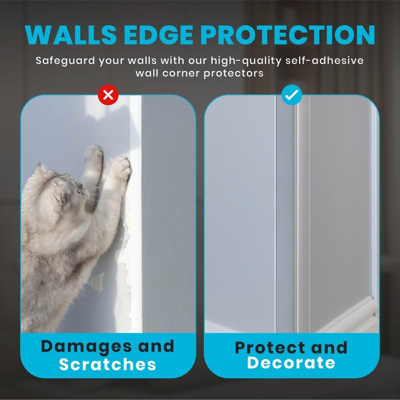 Proflex Wall Corner Protector - Pack of 6 Self Adhesive Corner Guards for Walls Edge Protection - 1-1/2 inch x 36 inch, Clear – Easy to Apply – No Tools Needed