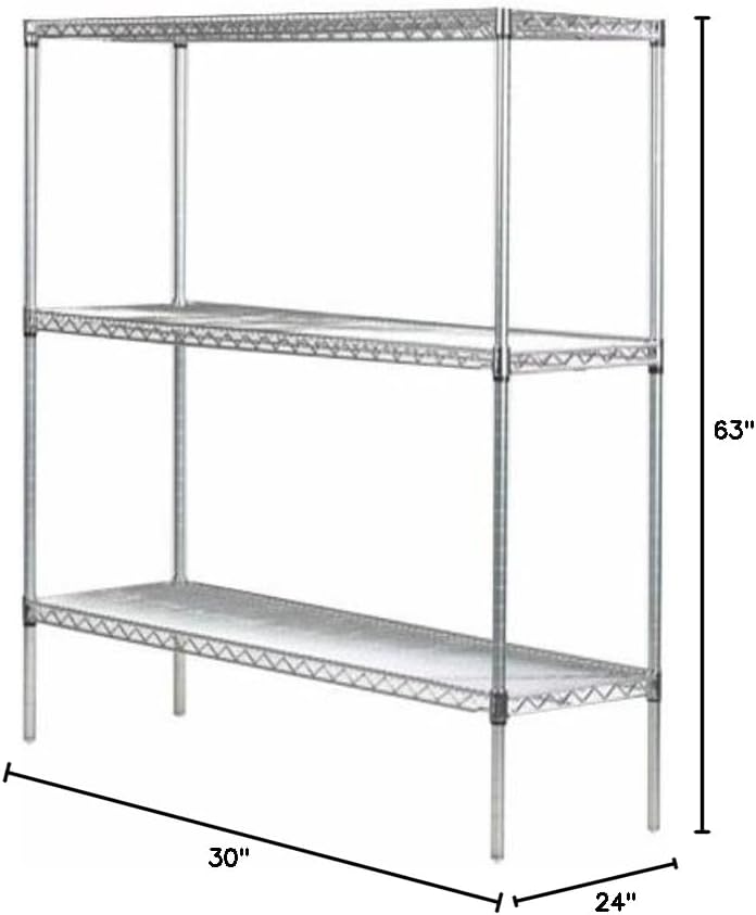Omega 24" Deep x 30" Wide x 63" High 3 Tier Gray Starter Shelving Unit