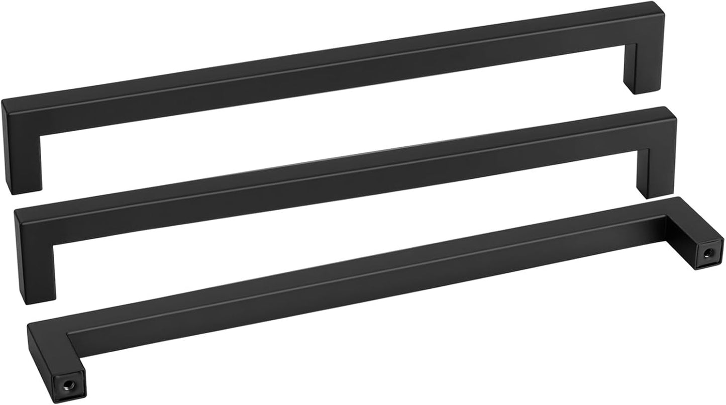 goldenwarm 150 Pack 18INCH Black Cabinet Pulls Kitchen Cabinet Handles-LSJ12BK458 Square Drawer Handle Metal Bathroom Cabinets Hardware 458mm Hole Center