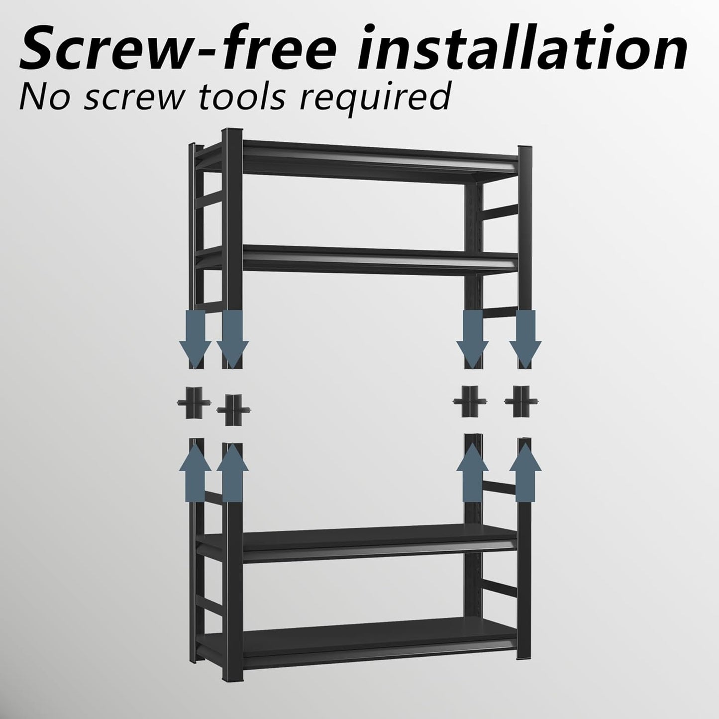 Thickened Steel Structure Multi-Functional Storage Shelves Load Capacity 500 lbs per Shelf Free Adjustable Height Suitable for Garage, Basement, Warehouse Storage, Black (63.0 “H*35.4 ”W*15.7 "D)