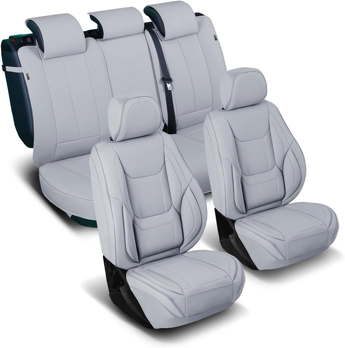 Coverland Custom Car Seat Covers Compatible with Colorado, Canyon Crew Cab - Premium Leather Non-Slip Waterproof Seat Cover Custom Interior Protector Full Set-Gray [See Size Chart-Size X113]